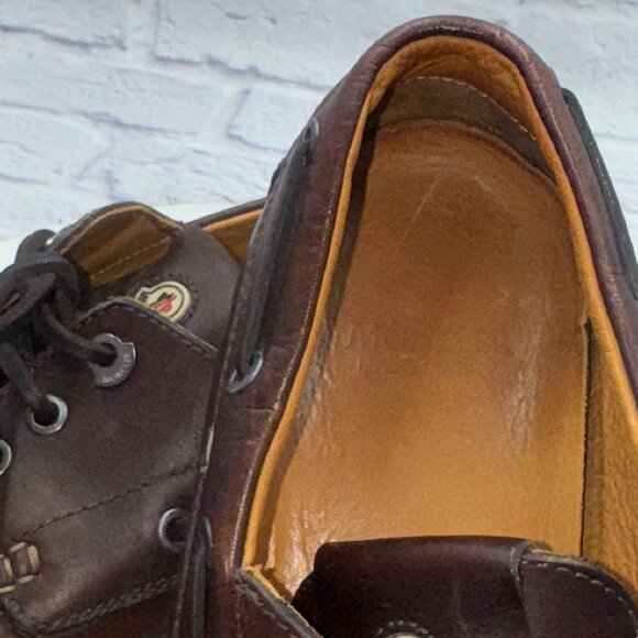 MONCLER Guadeloupe Leather Boat Shoes Green Soles Size EU 41 US 8 Made in Italy - Picture 13 of 14